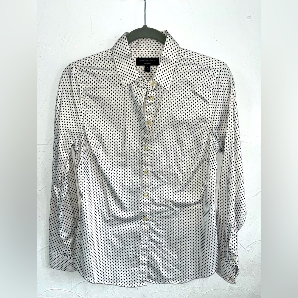 Women’s Tailored Polkadot Dress Shirt Banana Republic